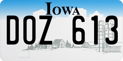 IA license plate DOZ613