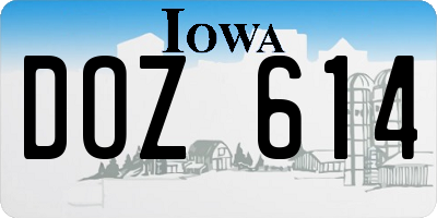 IA license plate DOZ614