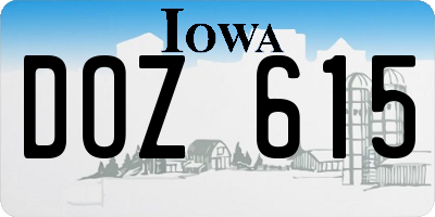 IA license plate DOZ615