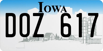 IA license plate DOZ617