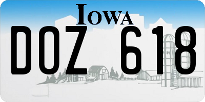 IA license plate DOZ618