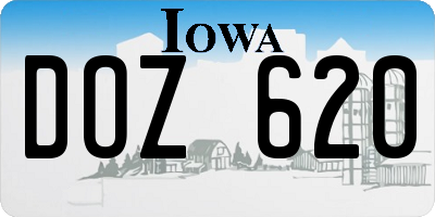 IA license plate DOZ620