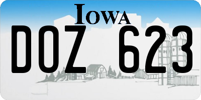IA license plate DOZ623