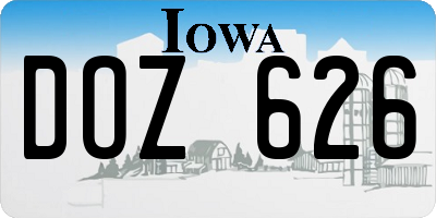 IA license plate DOZ626