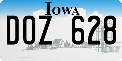 IA license plate DOZ628