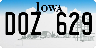 IA license plate DOZ629