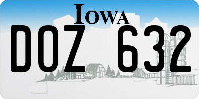 IA license plate DOZ632