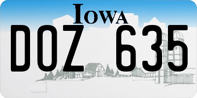 IA license plate DOZ635