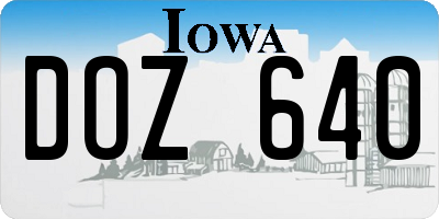 IA license plate DOZ640
