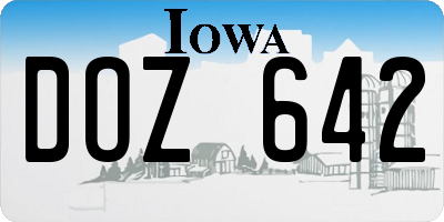 IA license plate DOZ642
