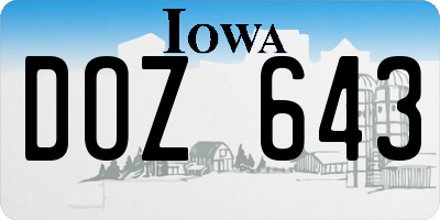 IA license plate DOZ643