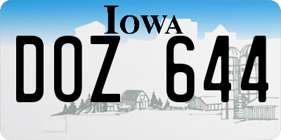 IA license plate DOZ644