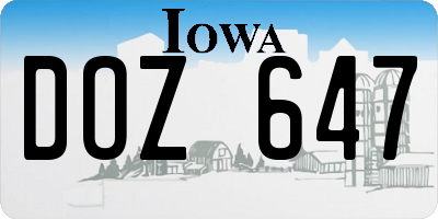 IA license plate DOZ647