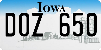IA license plate DOZ650
