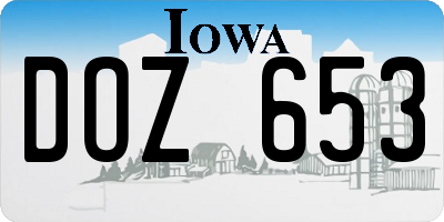 IA license plate DOZ653