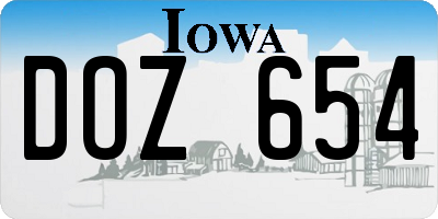 IA license plate DOZ654