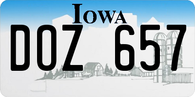IA license plate DOZ657