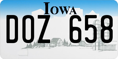 IA license plate DOZ658
