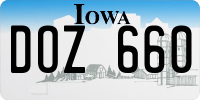 IA license plate DOZ660