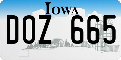 IA license plate DOZ665