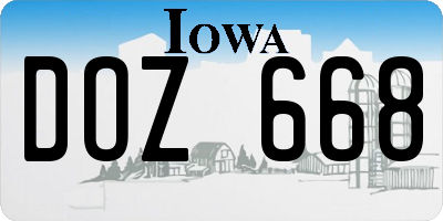 IA license plate DOZ668