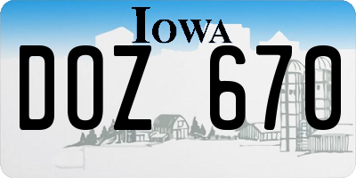 IA license plate DOZ670