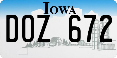 IA license plate DOZ672