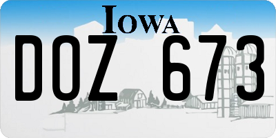 IA license plate DOZ673