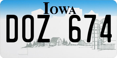 IA license plate DOZ674