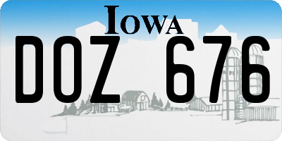 IA license plate DOZ676