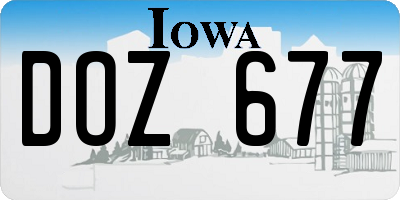 IA license plate DOZ677