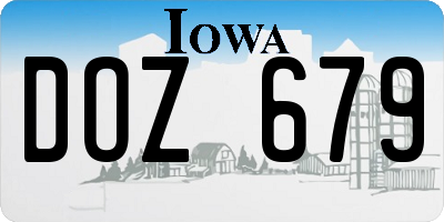 IA license plate DOZ679