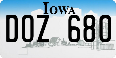 IA license plate DOZ680