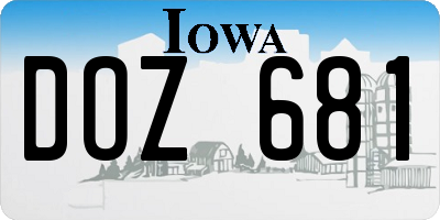 IA license plate DOZ681