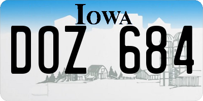 IA license plate DOZ684