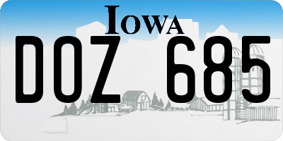 IA license plate DOZ685