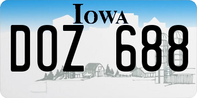 IA license plate DOZ688