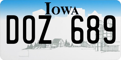 IA license plate DOZ689