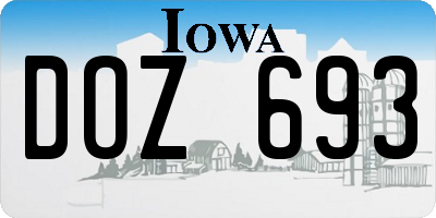 IA license plate DOZ693
