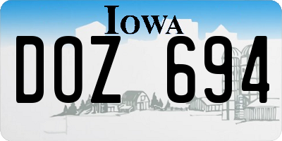 IA license plate DOZ694