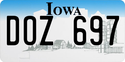 IA license plate DOZ697