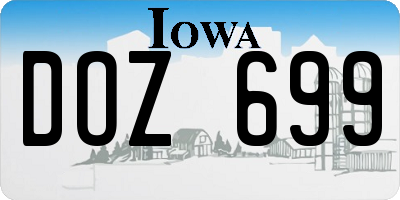IA license plate DOZ699