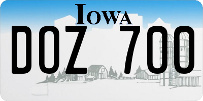 IA license plate DOZ700