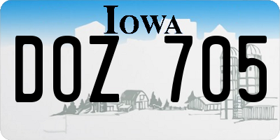 IA license plate DOZ705