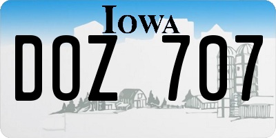 IA license plate DOZ707