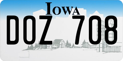 IA license plate DOZ708