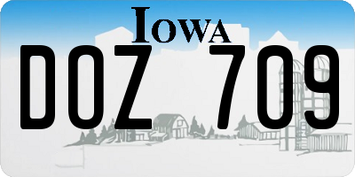 IA license plate DOZ709