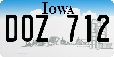 IA license plate DOZ712