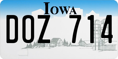 IA license plate DOZ714