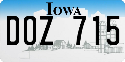 IA license plate DOZ715